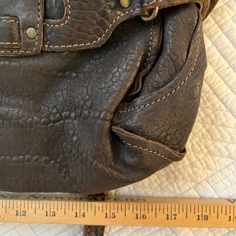 ABACO PARIS pebbled leather satchel crossbody bag cargo utility Y2K era - Picture 7 of 17